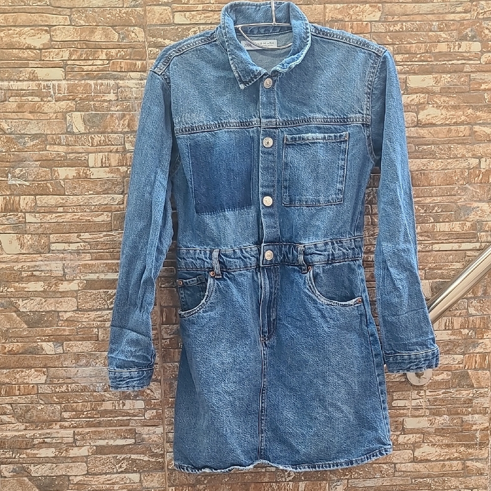 Zara Blue Denim Shirt Dress